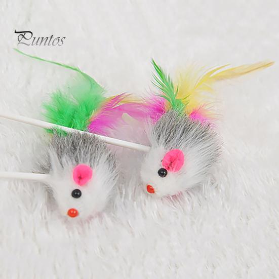 Interactive Toy Cats Teaser Feather Mouse Pet Durable Plush Rod with Sucker for Supplies Playing