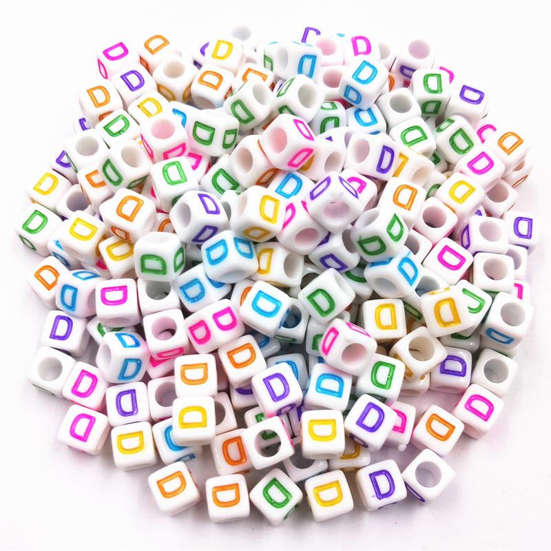 100 Pcs 6mm Acrylic Cube 26 Letters/Alphabet Colorful Loose Beads DIY Jewelry