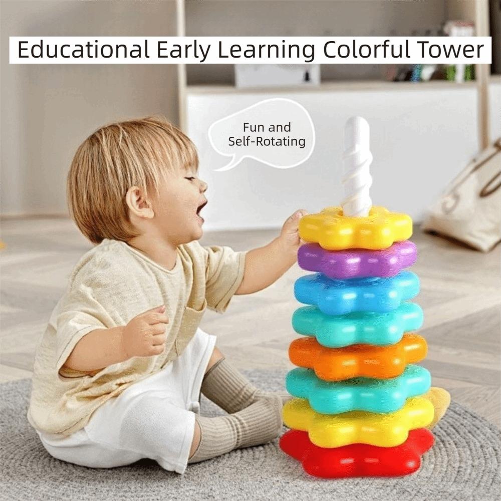 Rainbow Colored Spinning Stacking Toys Stacking Puzzle Baby Stacking Puzzle Kids Gift