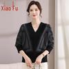 Mid-Age Women's Fashion V-Neck Knit Top
