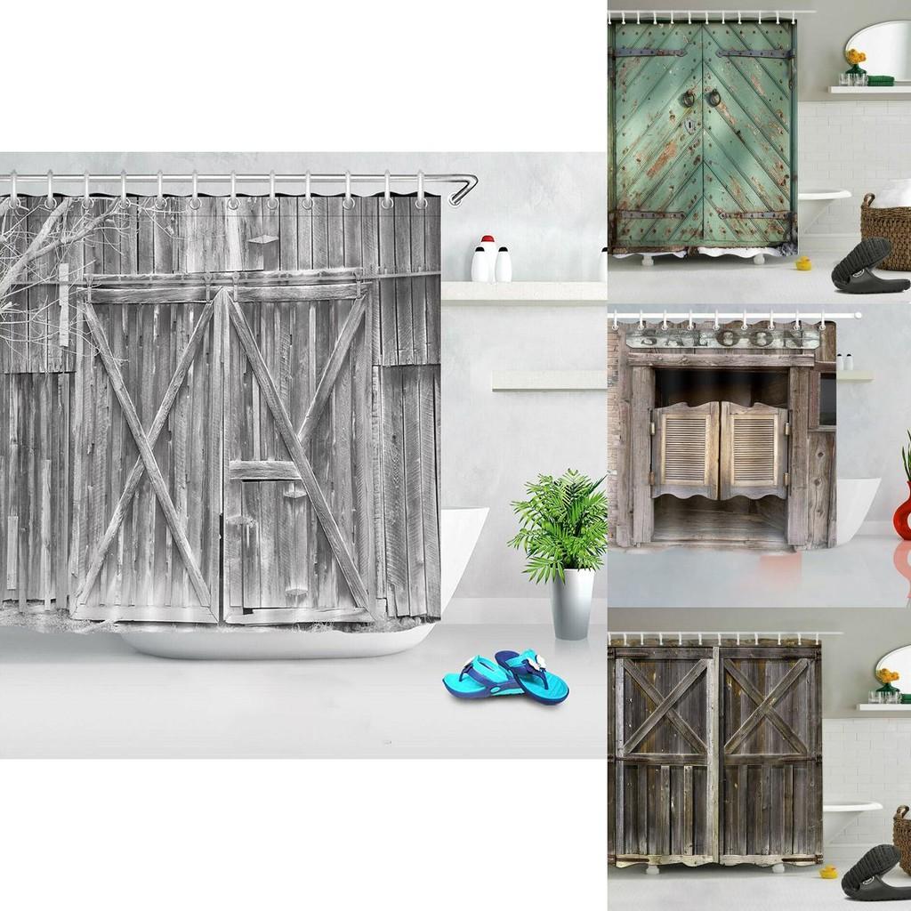 Wasserdicht Schimmelresistent 3D-Druck Rustikales Holz Duschvorhang-Set Ideal für jedes Badezimmer