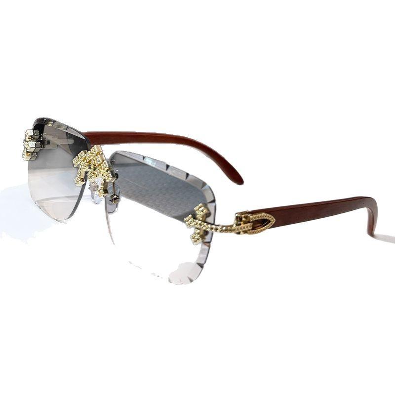 Cross Town Diamond Sunglasses Men'S Gypsy Golden Minute Frameless Sunglasses Decorative Wood Grain