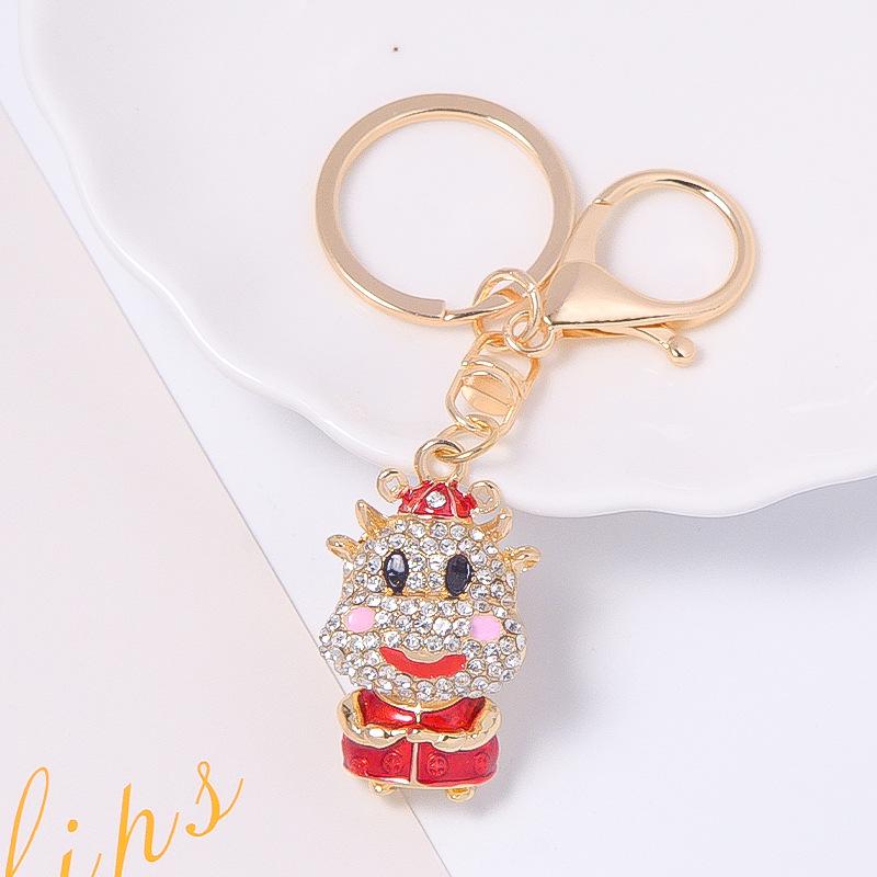 Colorful Rhinestone 3D Tiger Keychain and Metal Backpack Accessory