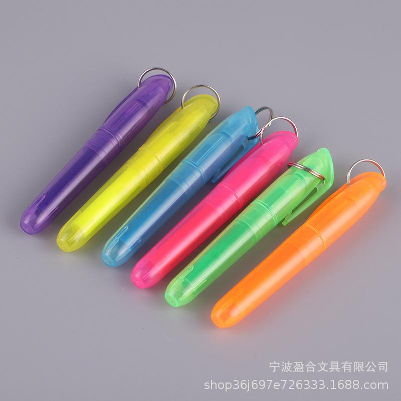 Fluorescent Pen with Iron Hook & Colored Note Highlighter Set
