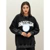 Brooklyn New York Art Letter Number 28 Printed Women Washed Sweatshirts Autumn Pullover Loose Cotton Sportswear
