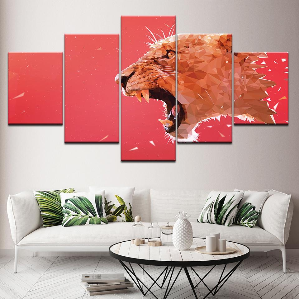 

Canvas Painting Roaring Lion animal 5 Pieces Wall Art Painting Modular Wallpapers Poster Print for living room Home Decor 20x35 20x45 20x55cm