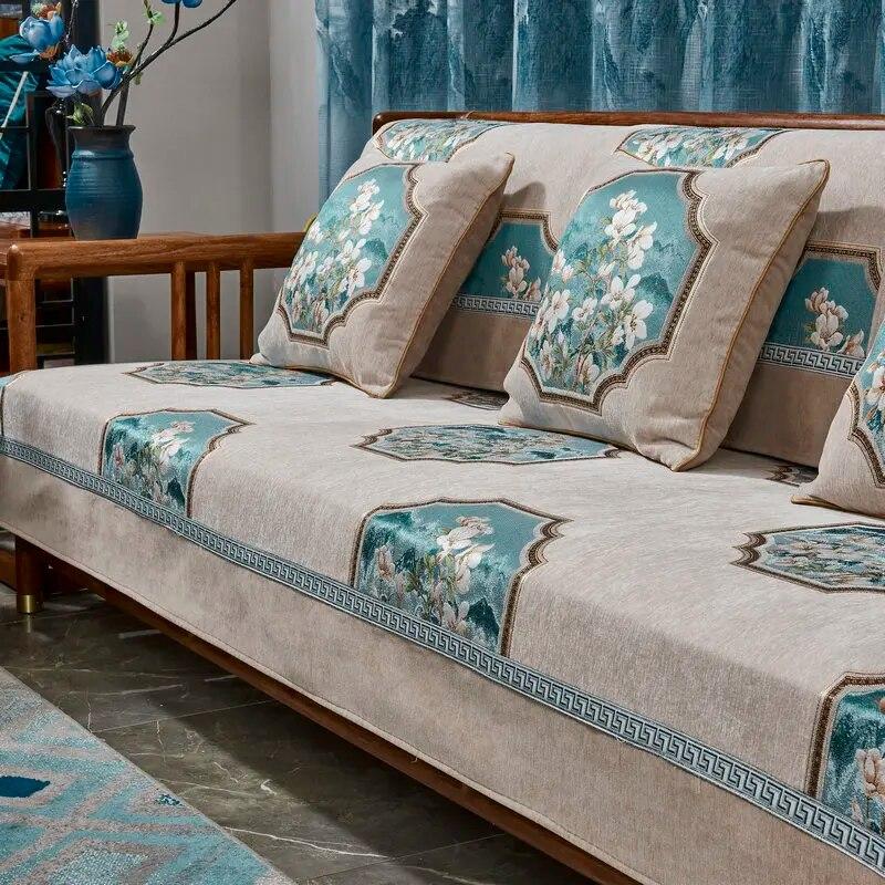 

Китайский жаккардовый чехол на диван, чехол на диван из велюра, универсальный, для всех сезонов, нескользящая подушка для дивана, домашний декор 70x70cm 1pc