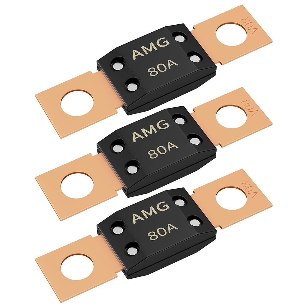 Joinfworld 50A MEGA Fuse, High Current Bolt Mount Automotive 50 Amp MEGA/AMG Fuse for Cars, Trucks, Construction Vehicles, Buses, Boats - 3Pcs