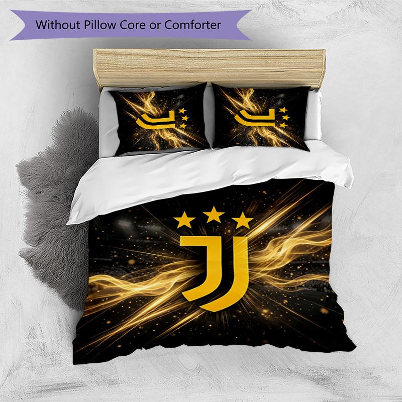Set Biancheria da Letto 3 Pezzi con Stampa Pattern Juventus FC Morbido Delicato sulla Pelle Lavabile Copripiumino e Federe Set Stagione Unica Camera da Letto