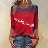 Women's Fashion Casual Christmas Tree Printed Round Neck Three-Quarter Sleeve T-Shirt Top