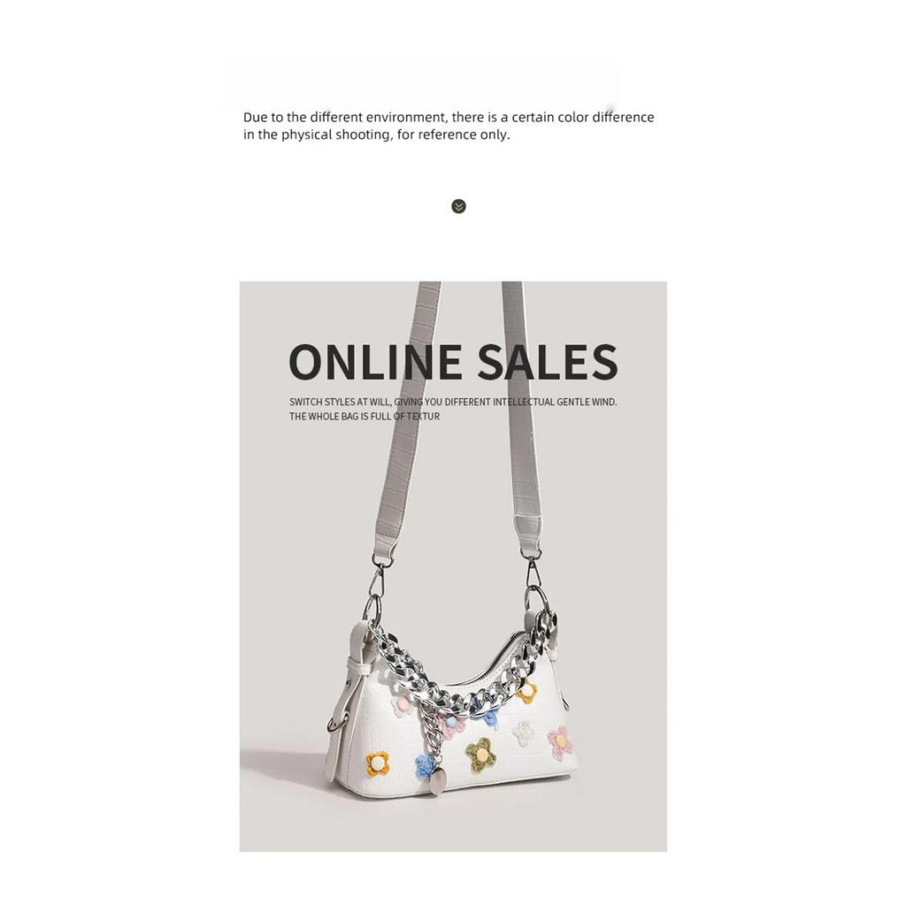 Flower Baguette Bag, High-end Texture, Niche Underarm Messenger Bag For Women