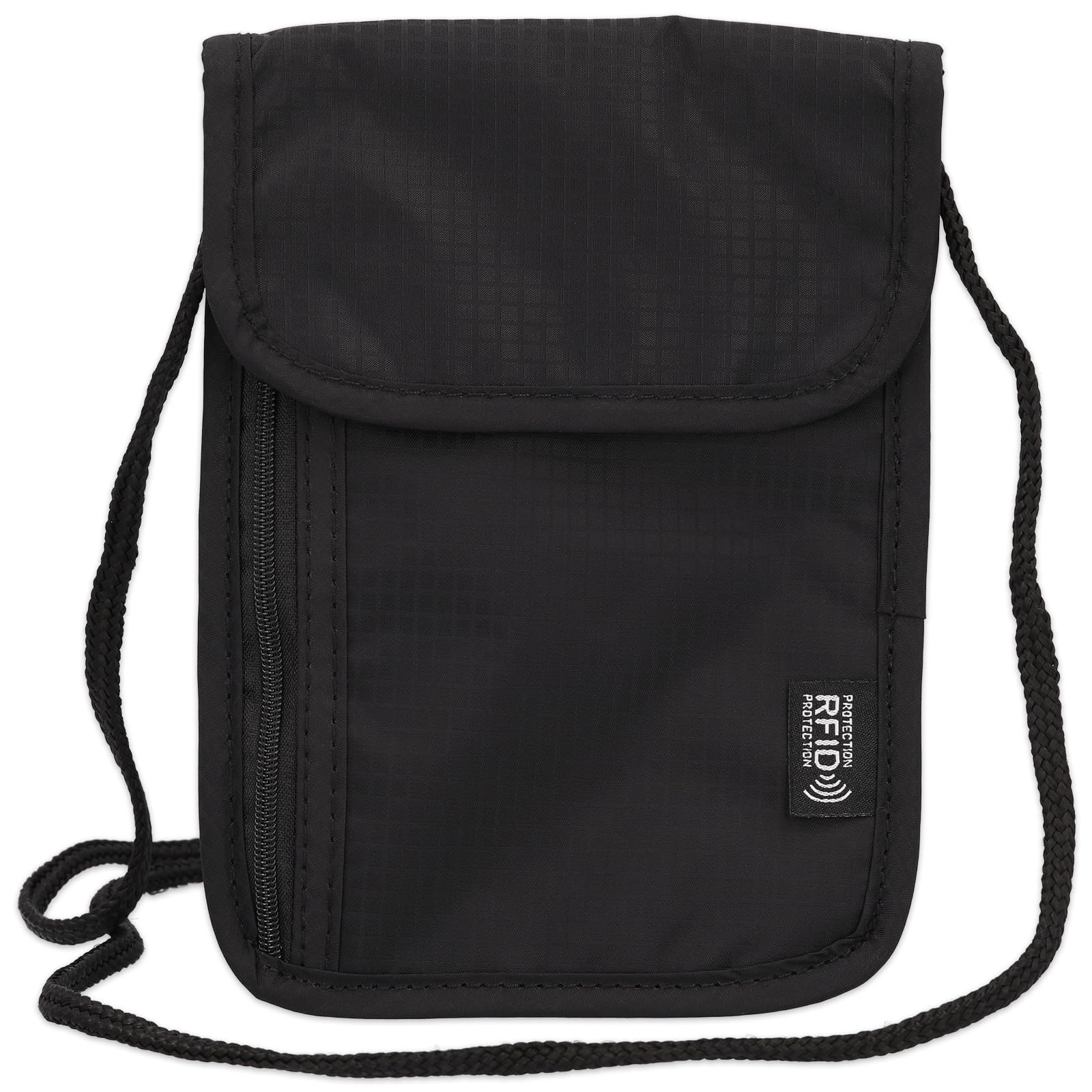 

Чехол для паспорта на шею для поездок за границу [UNiELEMENT], чехол, антискимминг, чёрный