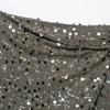 Women Sequins Mini Skirt with Cross Front Twist Detail Side Slit Hidden Zipper Closure Nightclub Short Skirt