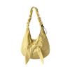 Solid Color Bow Decor Dumpling Bag Tote Large Capacity Pleated Strap Crossbody Bag Nylon Polyester Korean Sweet Shoulder Pouch