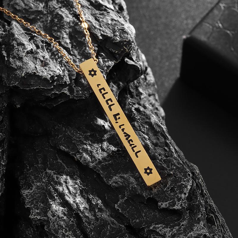 High-Quality Stainless Steel Glossy Cubic Column Pendant Necklace Men Women Simple Trendy Three-Dimensional Long Jewelry Gift