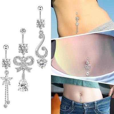 Edelstahl Bauchnabelpiercing Fake Bauchnabelring Ohne Piercing Nabel Bauchnabel Kristall Knorpel Clip-On Ohrringe