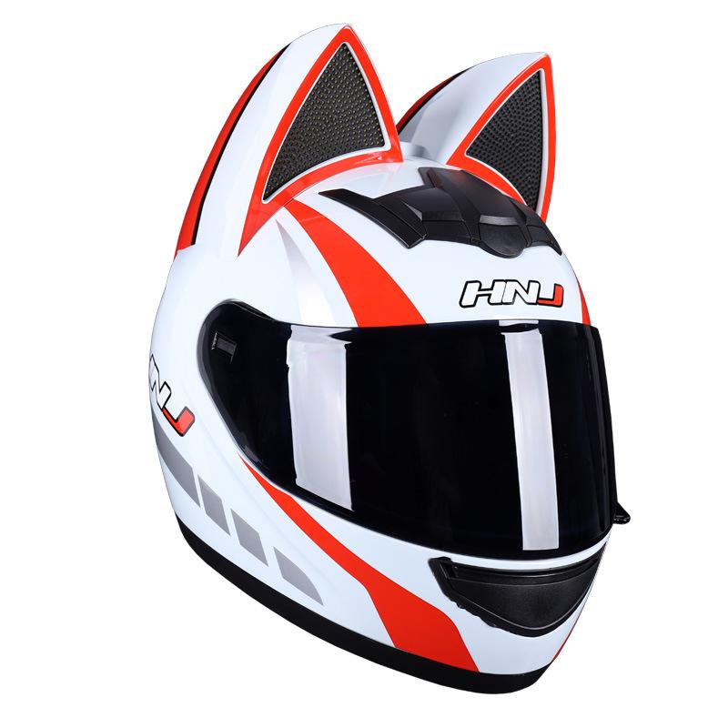 Motorcycle Helmet Moto Cat Ears Streamlined Helmet For Women Men Full Face Breathable Casco Moto Helmets DOT Approved