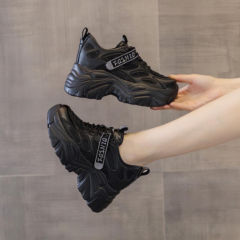 8CM Inner Height Increase Dad Shoes Women's 2025 New Spring and Summer Mesh Shoes Women's Breathable Mesh Casual Small Women's Shoes