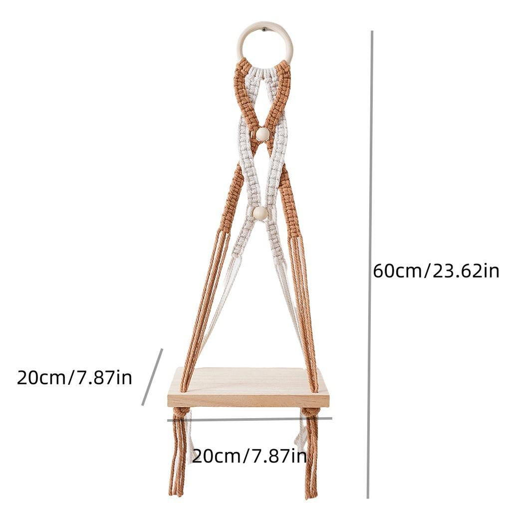Handmade Macrames Wall Hanging Shelves Decorative Storage Rack for Plant Books and Vases Household Organization