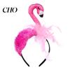 Üç Boyutlu Flamingo Başlığı Kadın Saç Bandı 3D Tasarım Pembe Tüy Yumuşak Kadife Peluş Kumaş Saç Halka Yaz Plaj Festival Parti Aksesuarı