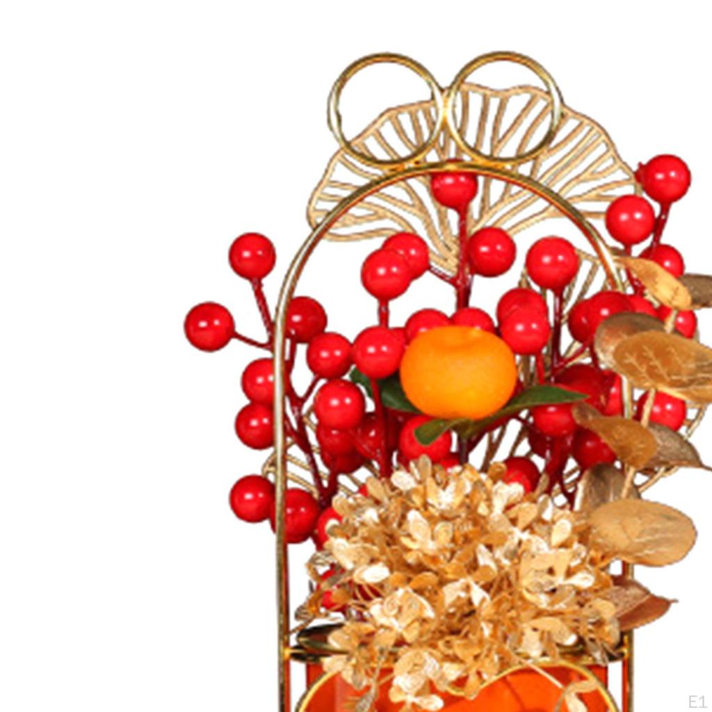 Chinese Year Flower Basket, Festival Photos Props Decoration Fruit Scene Layout Desktop Red Art