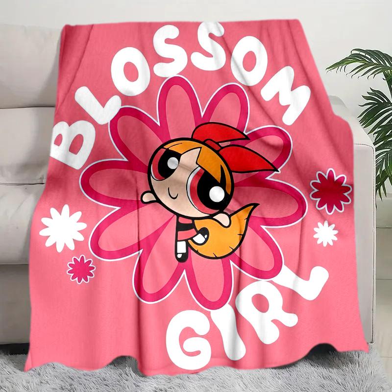 1PC The Powerpuff Girls printed blanket, all season lightweight home office outdoor nap multifunctional blanket A13