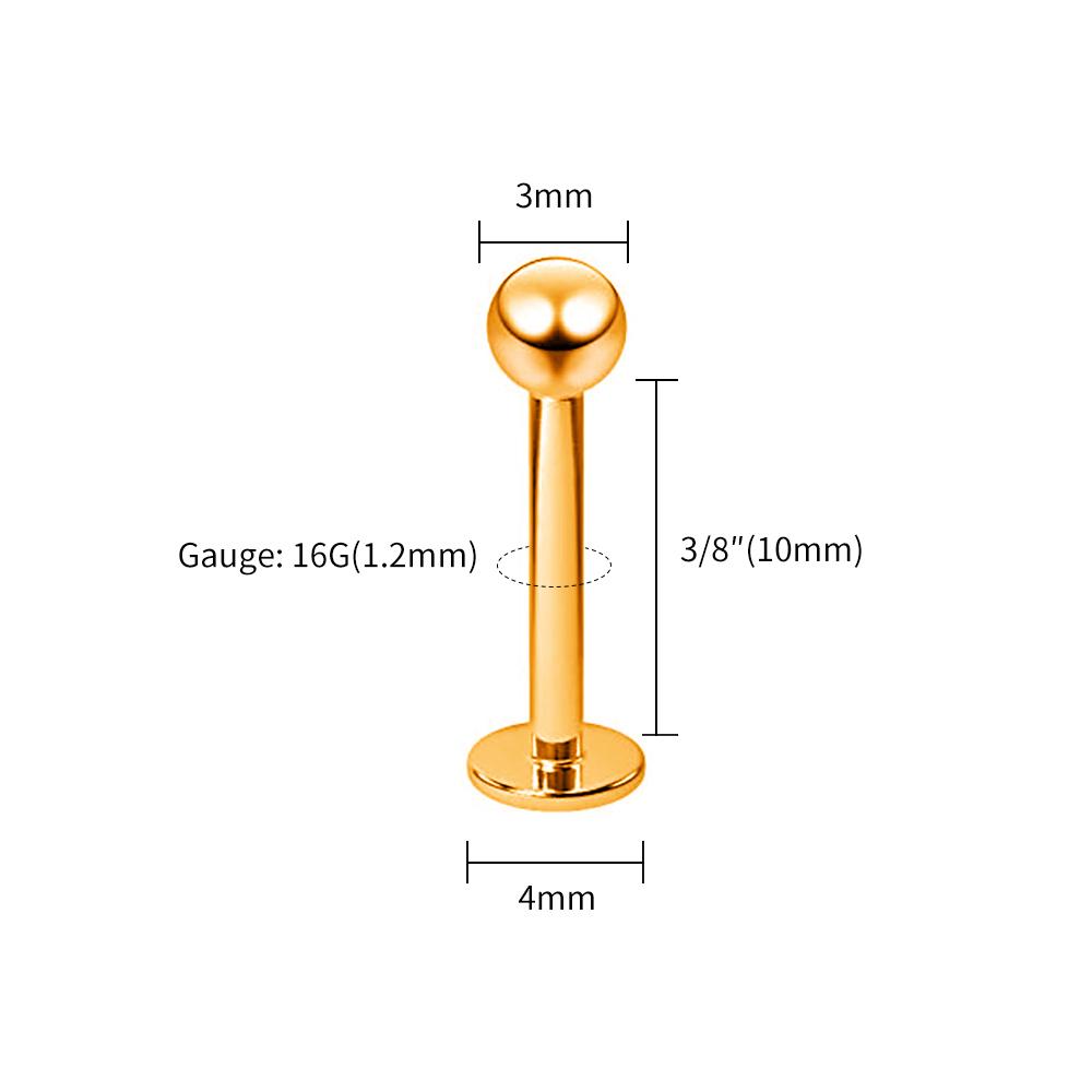 10pcs/lot Right Grand ASTM F136 Titanium Internal Threaded Labret Stud Body Piercing 3mm Ball Labret Monroe Lip Ring for Women