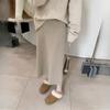 Slim-Fitting Women's French Style Elegant Knitted Midi Skirt Autumn Winter Non-Slit Bodycon A-Line Pencil Skirt