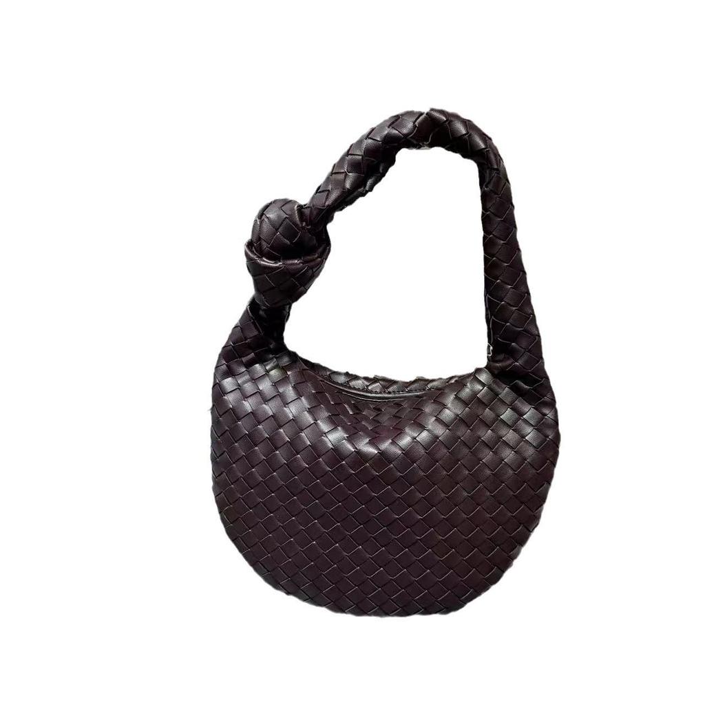 Handmade Woven Croissant Bag - Knotted Single Shoulder Underarm Tote