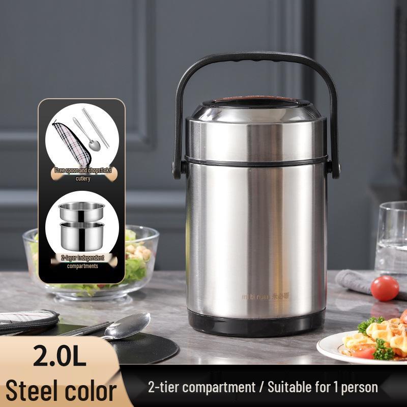 Winter Stainless Steel Insulated Multi-layer Lunch Box - Portable, Large Capacity, Keeps Food Hot for 24 Hours, Perfect for Home or Office.