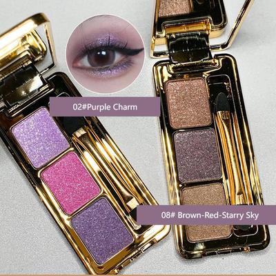 Three-color Eyeshadow Delicate Shimmer Pearl Luster Earth-color Eyeshadow Palette Small Portable Eye Makeup
