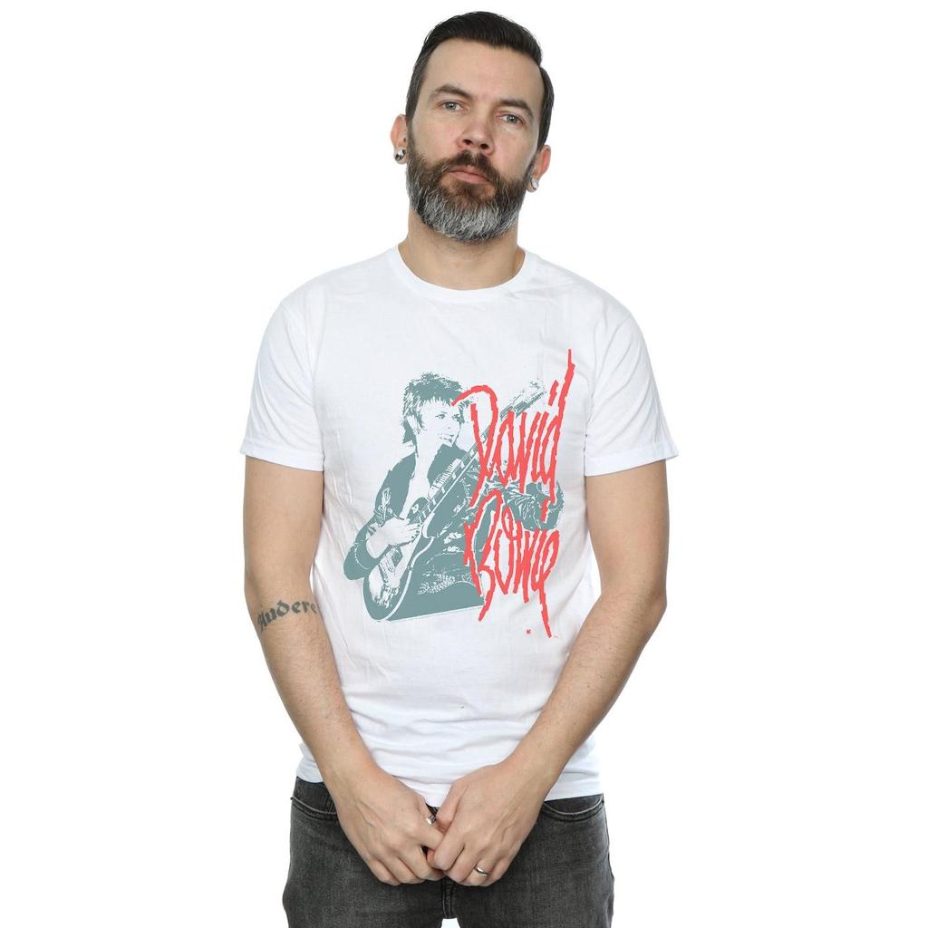 David Bowie Mens Mono Guitar T-Shirt