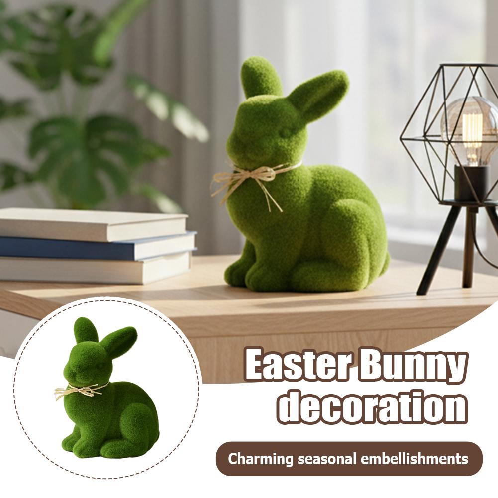 Easter Flocking Simulation Moss Stereoscopic Simulation Bunny Holiday Decoration Apply to Gardening Home Ornament