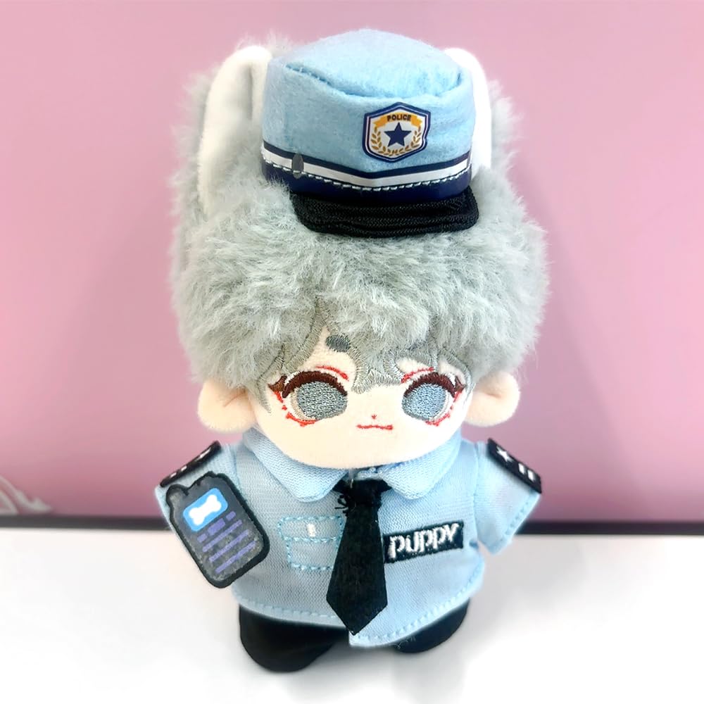 Shirt, tie, hat, pants, and walkie-talkie set [Police] for 10cm plush toy, kigurumi, accessories, otaku activities, doll, mascot, kpopdoll costume