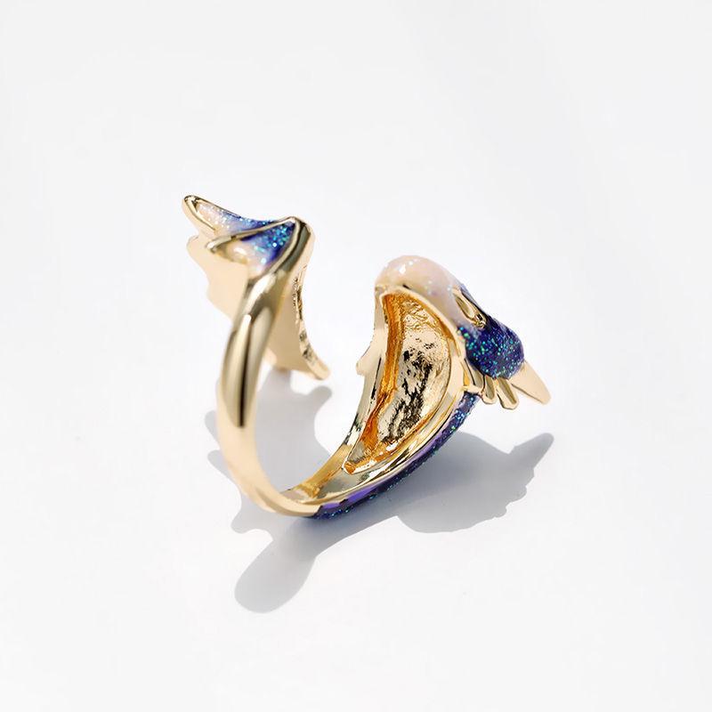Unicorn Starry Sky Blue Dragon Dark Ring Men's and Women's Personality Niche Opening High-end Adjustment Ring Index Finger