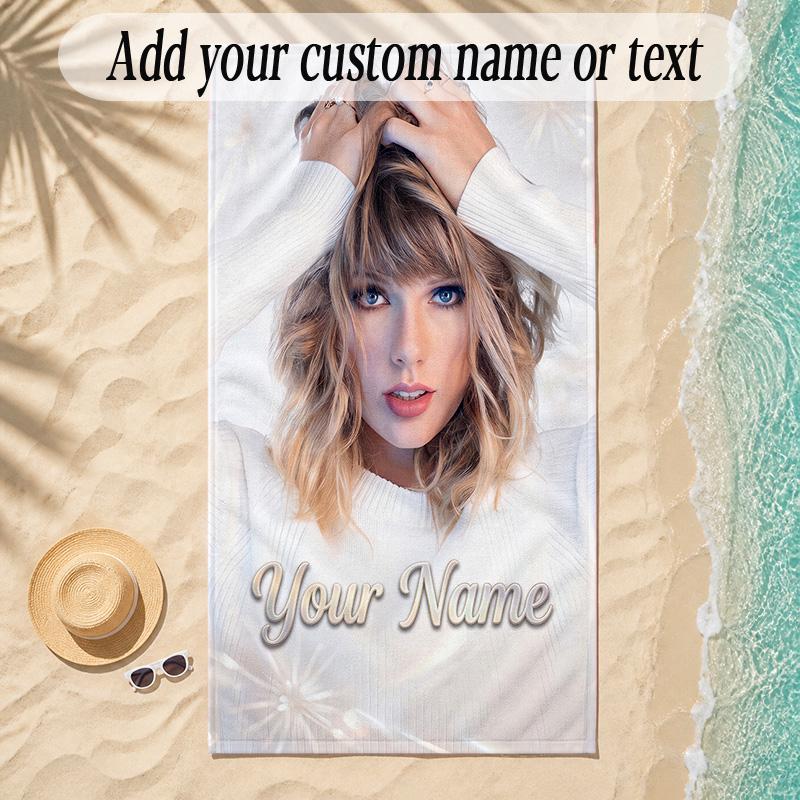 Beach TowelTaylor Swift Custom Name Text Personalized Soft Towel for Beach Pool Indoor Home Decor Gift