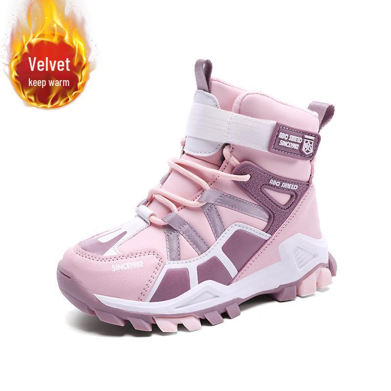 Children's Thickened High-Top Snow Boots for Boys - Warm, Cotton Lined, Cold-Proof Winter Shoes.