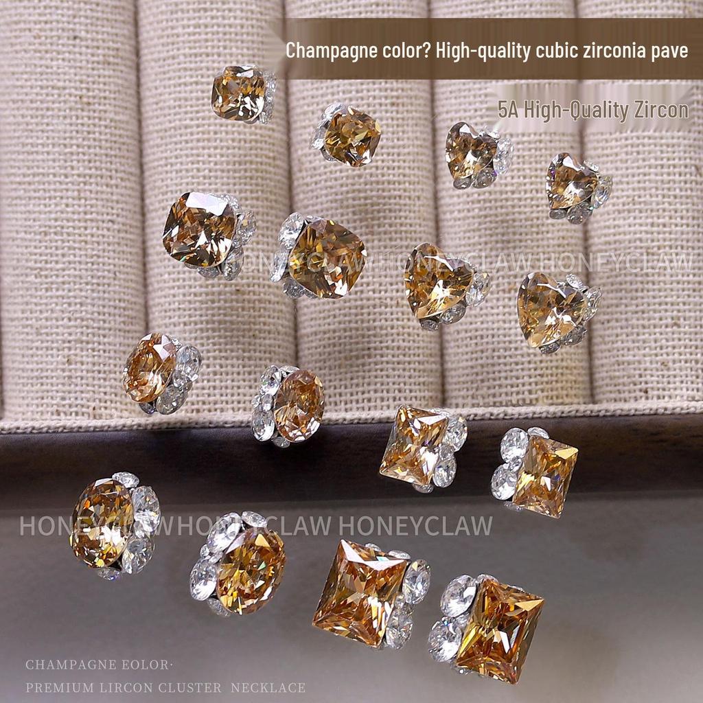 Champagne Zirconia Rhinestone Nail Art Balls - Handmade, Super Sparkle Decoration