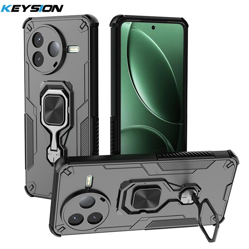 

KEYSION Shockproof Armor Case for POCO F7 Pro Soft Silicone+PC Upright Metal Ring Stand Phone Cover for Xiaomi POCO F7 Ultra for POCO F7 Pro чёрный