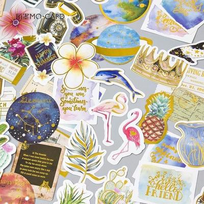 24 Pcs / Pack Stationery Stickers Retro Bronzing Planet Diary Planner Decorative Mobile Stickers