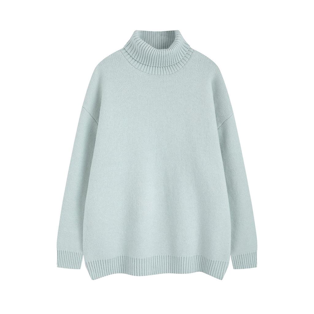 Men's clothing autumn and winter men's and women's thickened turtleneck sweater solid color pullover warm knitted sweater