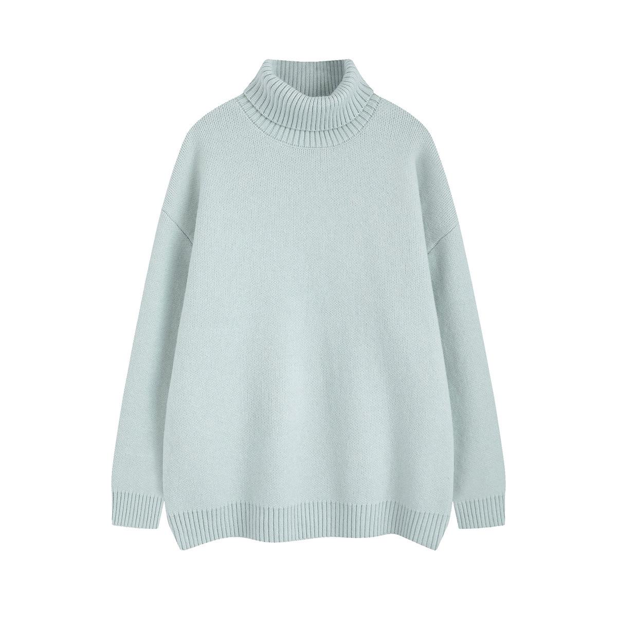 

Мужская одежда осень и зима мужской и женский утолщенный свитер с высоким воротом однотонный пуловер теплый вязаный свитер 3XL светло-зеленый