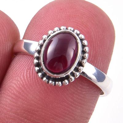 Natural Garnet Gemstone Handmade 925 Solid Sterling Silver Gift Ring Size 7 v2Z20