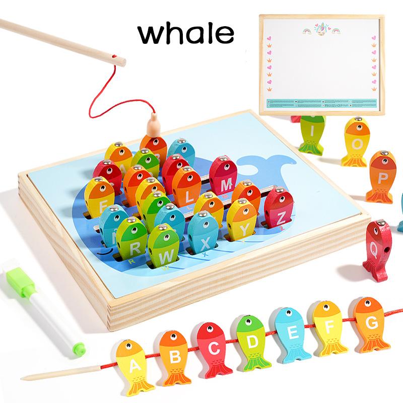 

9-in-1 Multi-Functional Double-Sided Wooden Board Toy for Children s Early Education Fishing Matching Drawing Gift