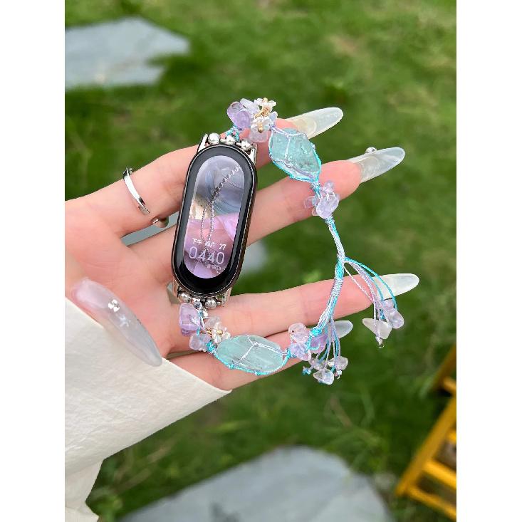 

Flower Beads Colourful Stone Strap for Xiaomi Mi Band 9 8 Women Jewelry Watchband for MiBand 8 9 Smartwatch Bracelet Accessories for Mi 9 синий
