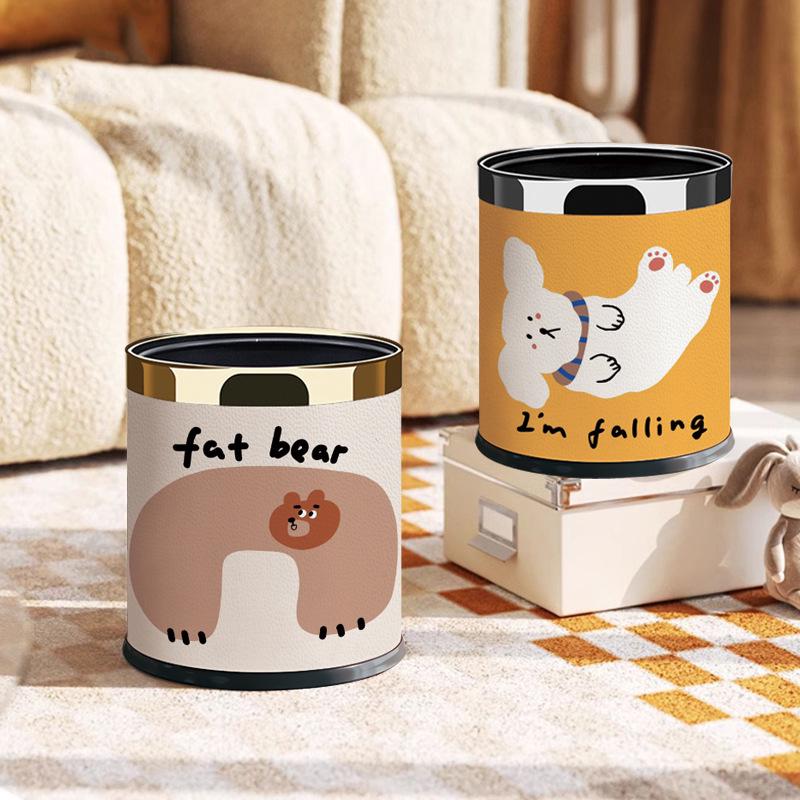 

Мультяшне двошарове сміттєве відро: Високомісткий, милий кошик для макулатури з притискним кільцем для вітальні. 26x22.5 cm