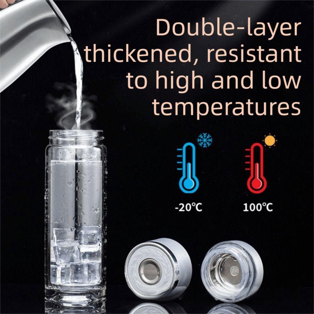 Borosilikatglas Te Vattenkopp Dubbel Anti-skållning Infuser Tumlare Drickflaska Vandring
