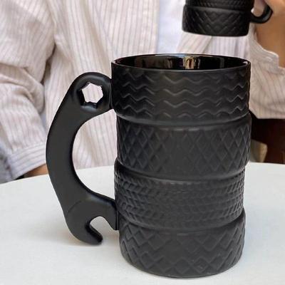 Creative Coffee Mug Large Capacity Ceramic  Personality Tire Shaped Cup Novelty Tea Milk  Water Bottle Drink Ware Gift