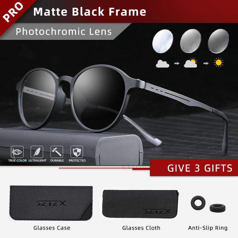 

SZTZX Classic Round UltraLight TR90 очки для чтения с защитой от синего излучения, титановые оправы, фотохромные, близорукие, оптические очки по рецепту -250