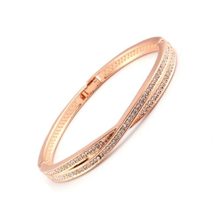JMXD-Simple and Stylish Full Diamond Cross Bracelet Women's Bracelet Jewelry Rose Gold